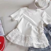 ราคา เดรสลำลองเด็กผู้หญิง แขนสั้นลูกไม้สีขาว สไตล์ใหม่ เหมาะสำหรับฤดูร้อน (52955731489)