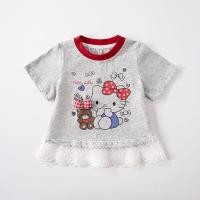 ราคา เสื้อยืดลายดอกไม้สำหรับสาวสไตล์เกาหลี แขนสั้น คอวี สไตล์สามมิติ (51456060765)