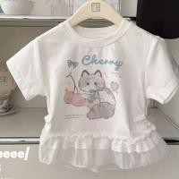 ราคา เสื้อยืดแขนสั้นผ้าฝ้ายสำหรับวัยรุ่นหญิง ออกแบบใหม่ในสไตล์การ์ตูนลูกไม้ คอปก เหมาะสำหรับฤดูร้อน (49755720003)