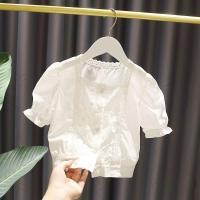 ราคา เสื้อเชิ้ตแขนสั้นสำหรับเด็กผู้หญิง ฤดูร้อน สไตล์ลูกไม้ สีขาว ทำจากผ้าแจ็คการ์ด (50306033254)