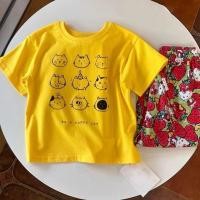 ราคา เสื้อยืดแขนสั้นสำหรับเด็กหญิง สไตล์เกาหลีสีเหลือง เหมาะสำหรับฤดูร้อน (44078583464)