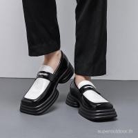 ราคา Man Square Toe รองเท้าโลฟเฟอร์สีดําสีขาวทุกวันแฟชั่น Slip On รองเท้าหนัง Faux งานแต่งงานสีทึบรองเท้าลําลอง (27225132661)