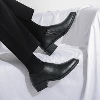 ราคา ผู้ชายหนัง DERBY Oxfords รองเท้าคลาสสิก SLIP ON LOW TOP Square Toe loafers รองเท้าส้นสูงธุรกิจงานแต่งงานรองเท้าซิปด้านข้าง msqk (25935074827)