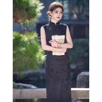 ราคา เสื้อเชิ้ต Qipao สไตล์จีน tie dye สีดำ ทรงเพรียวบางสำหรับฤดูใบไม้ผลิและฤดูร้อน สง่าและทันสมัย (54056643699)