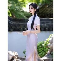 ราคา ชุดกี่เพ้าแบบจีน ฤดูร้อน สวยงามและสง่า สีม่วง ZFDV (51855614964)