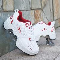 ราคา Unisex สี่ล้อ Roller รองเท้าสเก็ต Casual Deformation Parkour รองเท้าผ้าใบเด็กสเก็ตเวทีส่วนบุคคลกีฬา Roller รองเท้าสเก็ต EFYZ (51752544417)