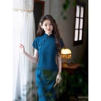 ราคา ชุดเชิ้ตแซมแบบแฟลตคัท สไตล์โบราณ สีฟ้า ดีไซน์หรูหราสำหรับใส่ทุกวันและฤดูร้อน UFW4 (51451892398)