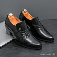 ราคา รองเท้าส้นสูงหนังผู้ชายแบบสบาย รองเท้าทางการหรูหรา ส้นแหลมแบบอังกฤษ รองเท้าแตะหนัง V2VT (42001445010)