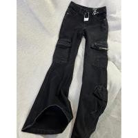 ราคา Overall ผู้หญิง ทรง slim fit พร้อมกางเกงยีนส์เอวสูง micro flared สีดำ สไตล์ย้อนยุคอเมริกัน (48956337881)