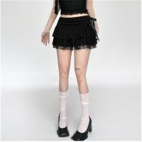 ราคา ขายในร้าน 2024 กระโปรงมิดิสีดำลายมันดาลาสีพื้นโบว์ปะผ้าลูกไม้เค้กกระโปรงสั้นทรงเอสำหรับผู้หญิง HMA9 (27784481559)