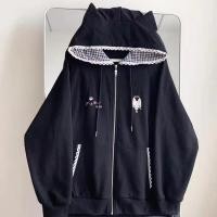 ราคา เว่ย หนาเอเชียวัฒนธรรมน่ารักตาหมากรุกเสื้อผู้หญิง หมวก บ้านแมวน่ารักขนแกะรูปแบบบวกหูแจ็คเก็ตคลุมด้วยผ้าญี่ปุ่นสีดํา วีเจทีวี (40529010113)