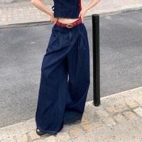 ราคา AiB กางเกงยีนส์ ผ้ายีนส์ดิบ สีเข้ม ขากระบอกใหญ่ สีสวย Denim Jeans (46406599319)