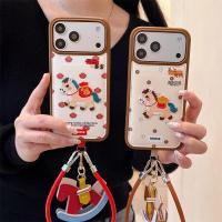 ราคา สไตล์จีน Yuanbao เหรียญเย็บปักถักร้อย Mini Horse เคสโทรศัพท์สําหรับ iPhone 17 Pro Max iPhone 16 Pro ใหม่ 15 พร้อม Lanyard 14 หนัง 13 17 Full covery Drop ป้องกันกรณี (41227496024)