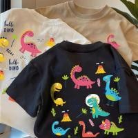 ราคา สะดวกสบาย แขนสั้น ลายการ์ตูนไดโนเสาร์ พิมพ์ลาย หลากหลาย 100 ผ้าฝ้ายแท้ คอกลม (57256248842)
