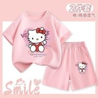ราคา ชุดHelloKitty สองชิ้น สไตล์สาวๆ เสื้อยืดและกางเกงขาสั้น (41409758843)