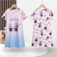 ราคา ชุดนอนลายการ์ตูน Labubu ชุดนอนเด็กผู้หญิงแขนสั้นบาง ชุดนอนน่ารัก (27131728345)