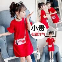 ราคา ชุดเดรสเด็กผู้หญิงฤดูร้อนสไตล์ใหม่ ชุดเจ้าหญิงพิมพ์กระเป๋าเป้สีแดงสำหรับเด็กใหญ่ แขนระบาย ชุดกระชับสัดส่วน (26731725694)