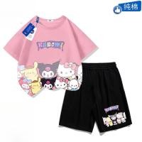 ราคา ชุดเสื้อยืดสองชิ้นสำหรับเด็กผู้หญิง Kuromi ชุดผ้าฝ้ายสำหรับเด็กผู้หญิง ลายการ์ตูน แขนสั้น ชุดลำลองสำหรับเด็กผู้หญิง (26481674417)