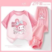 ราคา ชุดแขนสั้นสำหรับเด็กผู้หญิง My Melody ชุดผ้าไหมน้ำแข็งสำหรับเด็กผู้หญิง ชุดแขนสั้นสบาย กางเกงระบายอากาศป้องกันยุง เสื้อยืดแขนสั้นบางฤดูร้อน กางเกงขายาว (27431573731)