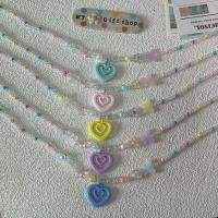 ราคา A071 สร้อยคอจี้หัวใจพาสเทล จี้ 5 สี (29077276113)