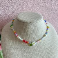 ราคา A024 สร้อยคอลูกปัดถัก ลูกปัดถักดอกไม้ สร้อยดอกไม้ลูกปัด (42568358902)