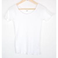 ราคา เสื้อยืดคอกลม Uniqlo มือ 2 ผ้าร่อง สีขาว Size M อก 27 32 นิ้ว ยาว 23 นิ้ว (41464489803)