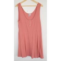 ราคา เดรสแขนกุด H M มือ 2 สีชมพู Size XL ผ้าร่อง อก 36 42 นิ้ว ยาว 37 นิ้ว สะโพก 46 52 นิ้ว (54850129879)