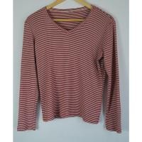 ราคา เสื้อยืดแขนยาว Uniqlo มือ 2 คอวี ลายขวาง ขาว แดง Size L อก 36 40 นิ้ว ยาว 22 นิ้ว (41862582029)