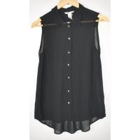 ราคา เสื้อซีทรู H M มือ 2 คอปก สีดำ แขนกุด อก 36 นิ้ว ยาว 26 นิ้ว (25497672653)