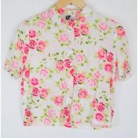 ราคา เสื้อเชิ้ต H M มือ 2 สีขาวลายดอกกุหลาบสีชมพู แขนสั้น อก 34 นิ้ว ยาว 18 นิ้ว (42027756672)