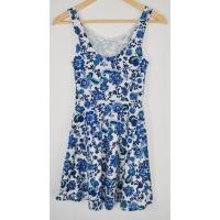 ราคา มินิเดรส ็H M สีขาวลายดอกสีฟ้า แขนกุด เปิดไหล่ อก 26 28 นิ้ว สะโพก 26 นิ้ว ยาว 32 นิ้ว (42075790640)