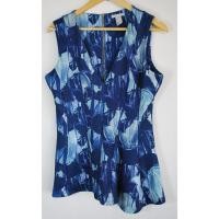 ราคา มินิเดรส H M มือ 2 ลายดอกสีฟ้า คอวี แขนกุด ซิปหลัง Size L อก38 40นิ้ว เอว 32 36นิ้ว ปลายกระโปรงกว้าง 29 นิ้ว ยาว 29 นิ้ว (41227191204)