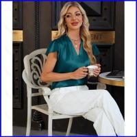 ราคา เสื้อเชิ๊ตชีฟองปี 2026 ใหม่ คอวี แขนสั้น ทรงหลวม สไตล์นุ่มนวลสำหรับผู้หญิง HB2 (45607002303)