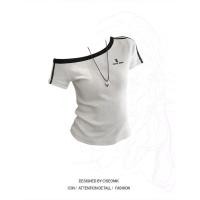 ราคา บรรจุผ้าฝ้ายไหล่เฉียงบวกไหล่แขนสั้นเสื้อยืดผู้หญิงฤดูร้อนสไตล์ใหม่ Raglan ไหล่ Slim Fit Slimmer ดูสาวร้อนสั้นเสื้อยืดอินเทรนด์ (47257256220)