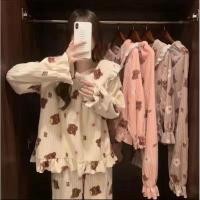 ราคา OXY Shop พร้อมส่ง ชุดนอนแขนยาวน่ารัก คอระบาย ผ้านาโน (25181350711)