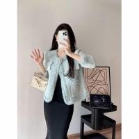 ราคา เสื้อกันหนาวไหมพรมผ้าทวิตสีฟ้าพาสเทล สไตล์เรียบหรูดูแพง (43372917703)