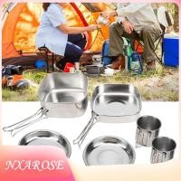 ราคา Nxarose สแตนเลสเครื่องครัวตั้งแคมป์ 6 ชิ้น เซ็ตกลางแจ้งแคมช้อนส้อมครอบครัวปรุงอาหารชุดอุปกรณ์ทำอาหารกระทะแบบพกพาถ้วยหม้อบนโต๊ะอาหารสำหรับปิกนิกแบกเป้ สีเงิน (51856492222)