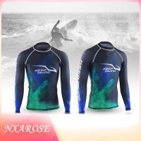 ราคา Nxarose Nxarose ชุดดำน้ำด้านบนชุดดำน้ำป้องกันรังสียูวีเสื้อแจ็คเก็ตแขนยาวระบายอากาศสำหรับผู้ชายกีฬาทางน้ำดำน้ำกลางแจ้ง M (51457215637)