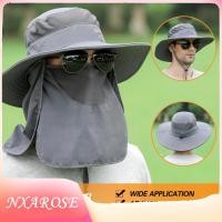 ราคา Nxarose Nxarose หมวกกันแดดกลางแจ้งปีกกว้างป้องกันแบบพกพาพร้อมผ้าคลุมหน้าแบบถอดได้สำหรับตกปลาทำฟาร์มเดินป่า สีน้ำเงินเข้ม (48856995292)