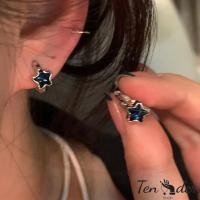 ราคา COD ส่งเร็วจากไทย ต่างหู Blue Star ต่างหู Zircon สำหรับผู้หญิง Niche Earrings ต่างหูระดับไฮเอนด์ Tender (27662361206)