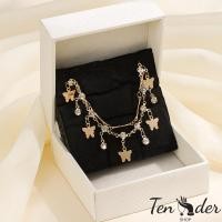 ราคา COD ส่งเร็วจากไทย สร้อยคอเพชรสีขาวลายผีเสื้อสองชั้น สำหรับผู้หญิง Ten (44123894293)