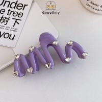ราคา Korean Version Fashion Rhinestone Hairpin Dopamine Hair Claw Clip Wavy Hairpin Women Geoo (24739857012)