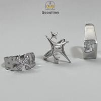 ราคา Niche Four Pointed Star Ring Letter X Zircon Textured Ring Women Fashion Personalized Open Ring Geoo (27371821330)