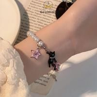 ราคา Pearl Splicing Black Cat Bracelet Women Sweet Cool Light Luxury Bracelet Niche Star Bracelet Geoo (26121793015)