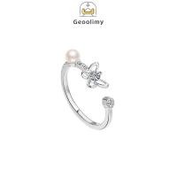 ราคา Butterfly Pearl Zircon Open Ring Female Personalized Ring Versatile Light Luxury Ring Geoo (25089848773)