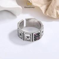 ราคา Setting Diamond Poker Ring Retro Hip Hop Ring Exaggerated Personalized Open Ring Geoo (28771806160)