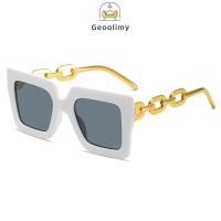 ราคา Personalized Square Frame Sunglasses Chain Large Frame Sunglasses Women Trendy Sunglasses Geoo (28021808760)