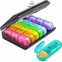 ราคา กล่องยา 7 วัน มี2สีให้เลือก กล่องใสหลากสี กล่องดำ กล่องใส่ยา กล่องเก็บยาวิตามิน ตลับยา ขนาดใหญ่ พกพาง่าย Geoo (29779997879)