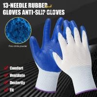 ราคา ถุงมือไนลอนหนา ถุงมือเคลือบยาง ถุงมือนิรภัย ถุงมือนิรภัย ถุงมือกันของมีคมบาด สีน้ำเงิน กันลื่น 1คู่ Geoo (26576540070)