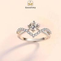 ราคา Imitation Diamond Open Ring Light Luxury Diamond Ring Niche High end Couple Ring Geoo (29379169462)